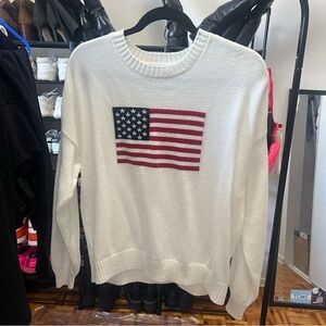 HOLLISTER Comfy Cloud American Flag Graphic Crew Sweater
